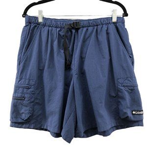 Columbia Hiking Shorts Womens Large L Belted Blue  Zip Pockets Outdoors